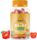 Natural Vitamin D3 K2 Gummies, 2000 IU Vitamin D3 & 100 mcg Vitamin K2,Supports Healthy Bone, Immune Health Supplement, GMO Free, Gluten Free, Strawberry Flavor, 60 Count