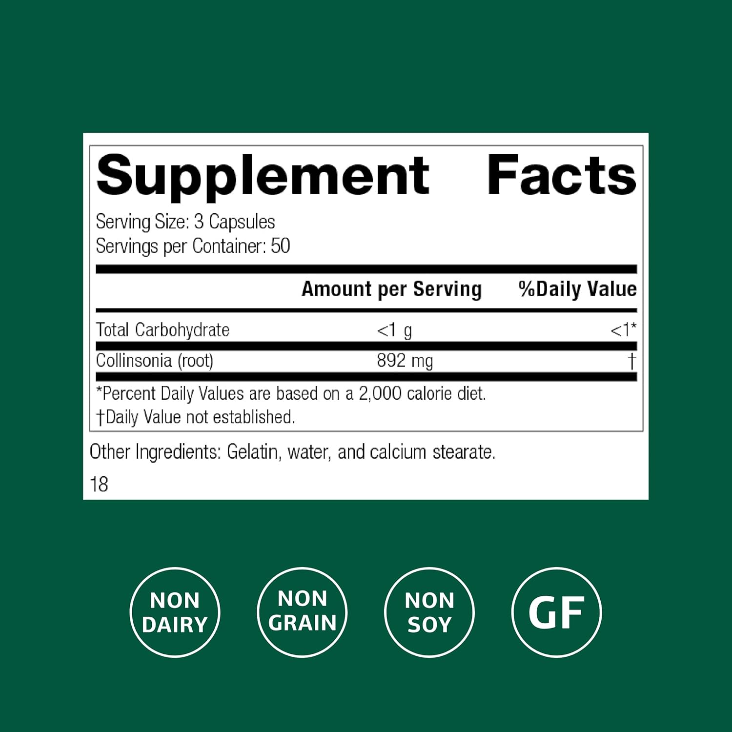 Standard Process Collinsonia Root - Whole Food Vascular Supplement, Digestive Health, Bladder Support, Digestion, and Kidney Support with Collinsonia Root -150 Capsules