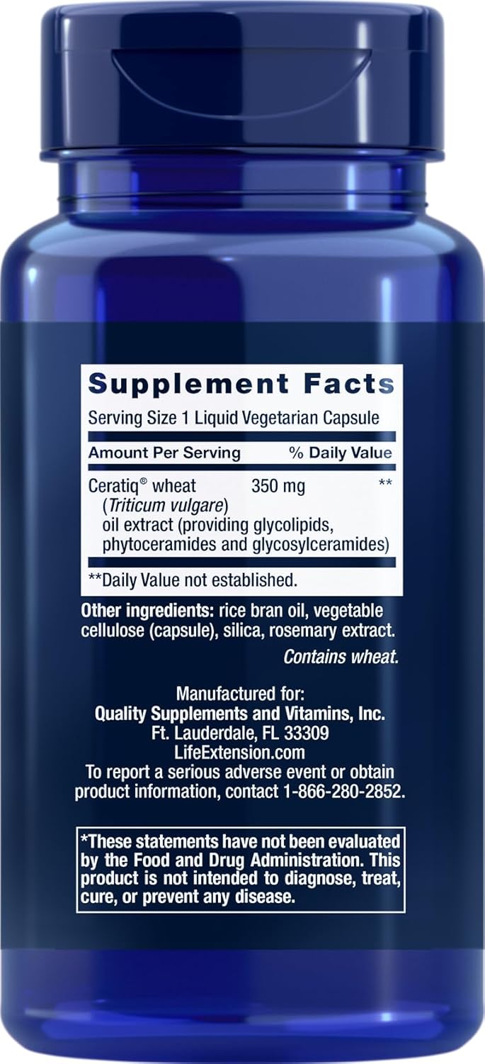 Life Extension Skin Restoring Ceramides, 50 Veg Capsules - Vegetarian Phytoceramide Supplement