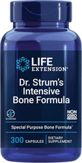 Life Extension Dr. Strum's Intensive Bone Formula, Cissus quadrangularis, Calcium, Vitamin D3, K2, Magnesium, zinc, Potassium, Boron, Bone Health Support Formula, Gluten Free, Non-GMO, 300 Capsules