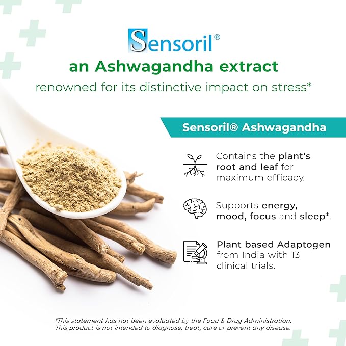 Bio K+ Extra Stress Support with Sensoril - Ashwagandha – Vegan Probiotics Supplement for Everyday Stress, Supports Sleep - 25 Billion CFU 3 Strains – 60 Capsules