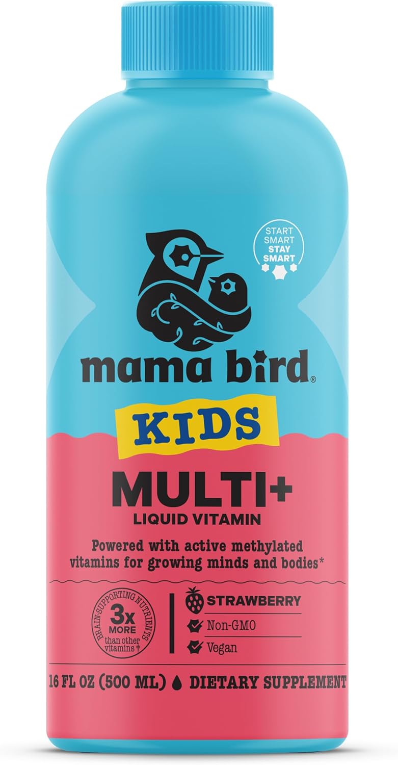 Best Nest Wellness Kids Liquid Multivitamin: Methylated Vitamins, Whole Food, Vegan, B12, Gluten-Free, Non-GMO Methylfolate Daily Liquid Vitamins for Kids with Immune Support -Strawberry Flavor, 16oz