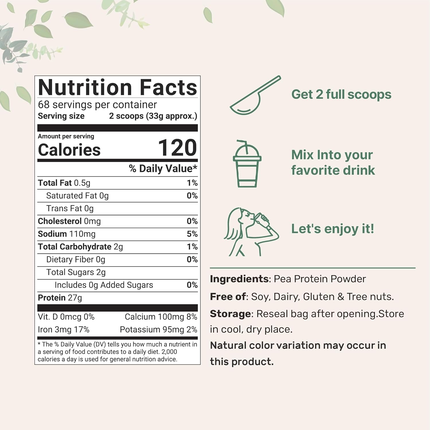 Micro Ingredients North American Grown, Pea Protein Powder, 5 Pounds | Plant Based, Unflavored | Complete Vegan Protein Source – 27g Serving | Rich in BCAAs & EAAs | Non-GMO, Keto Friendly
