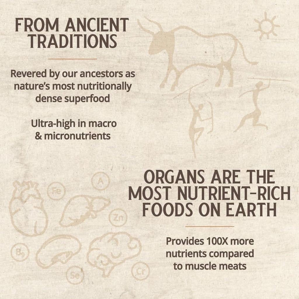 Grass Fed Bovine Heart Capsules: 3000 Mg Heart/ 200 Mg Liver/Serving (30 Servings)