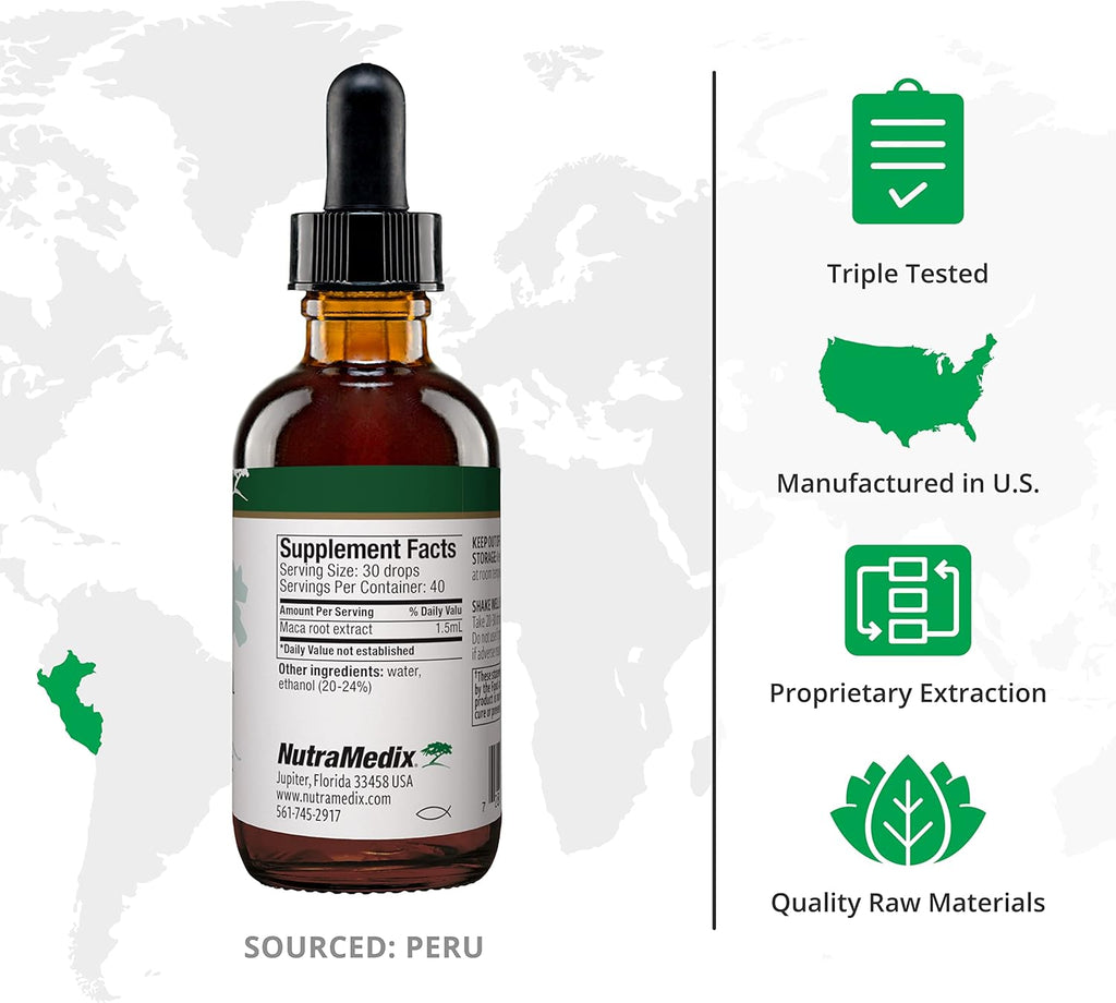 NutraMedix Maca Liquid Tincture - Mood Supplement Drops with Peruvian Maca Root Extract for Women's Health - Herbal Support for Hormonal Health & Mood - Vegan Supplements (2oz / 60ml)