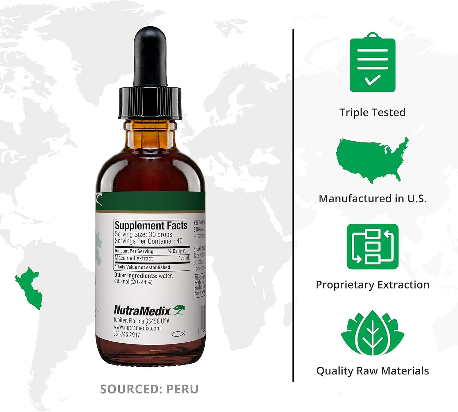 NutraMedix Maca Liquid Tincture - Mood Supplement Drops with Peruvian Maca Root Extract for Women's Health - Herbal Support for Hormonal Health & Mood - Vegan Supplements (2oz / 60ml)
