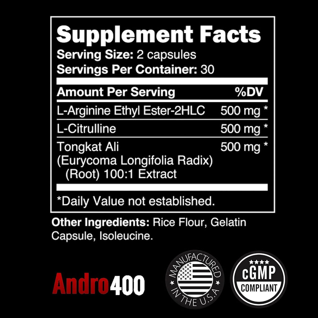 Testosterone Support for Men & Women – Tongkat Ali, L-Arginine & L-Citrulline – Energy, Vitality & Performance – 60 Capsules, 30-Day Supply