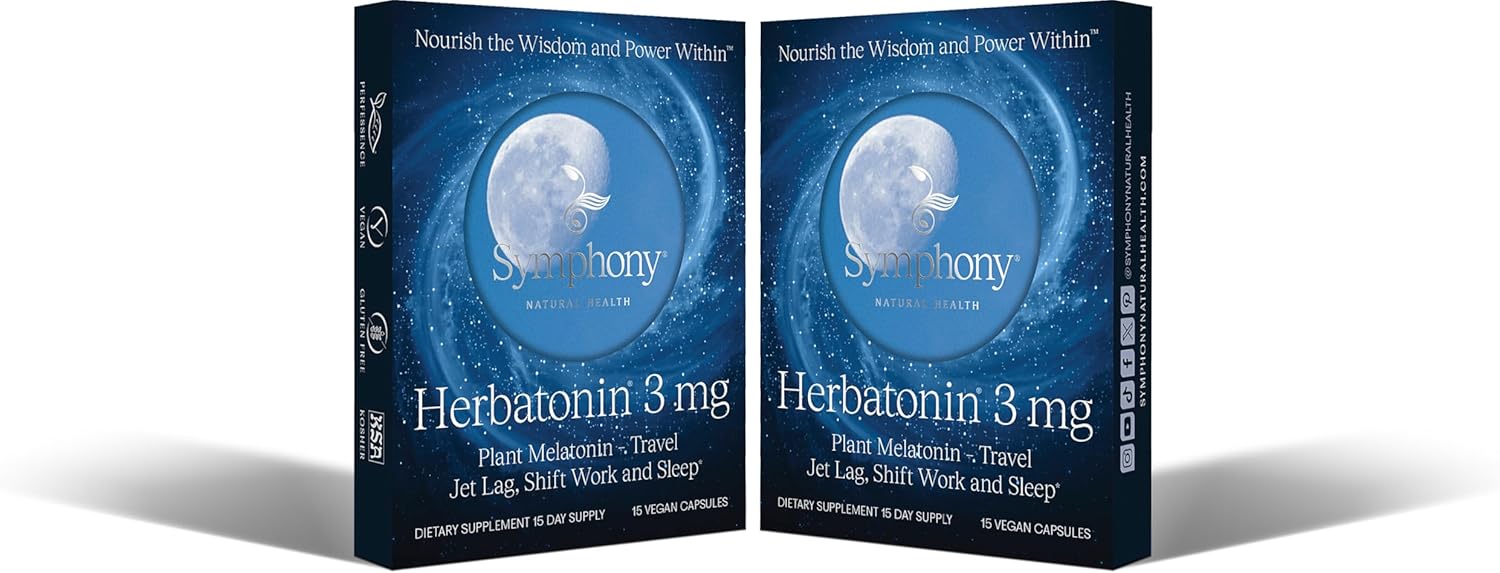 3mg - The First Natural Plant Melatonin Adult Sleep Aid, Circadian Rhythm Support for Jet Lag, Shift Work, General Sleeplessness – (Includes 2 Travel Packs: 30 Pure Vegan Capsules)