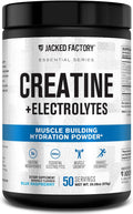 Jacked Factory Creatine + Electrolytes - Creatine Monohydrate with Taurine, Calcium, Sodium, & Potassium to Increase Muscle Growth, Strength, Hydration, & Endurance - 50 Servings, Blue Raspberry