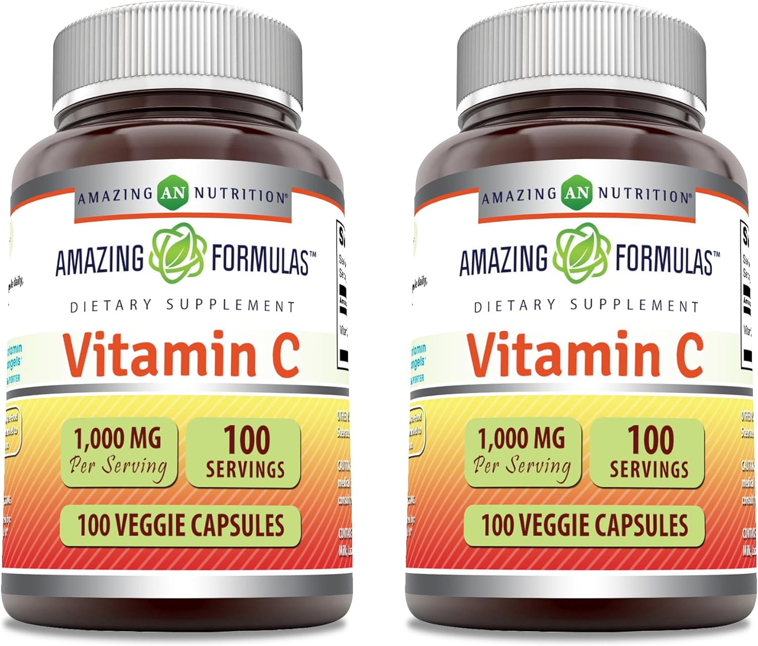 Amazing Formulas Vitamin C Supplement | 1000 Mg | Veggie Capsules | Non-GMO | Gluten-Free | Made in USA (100 Count, 2 Pack)