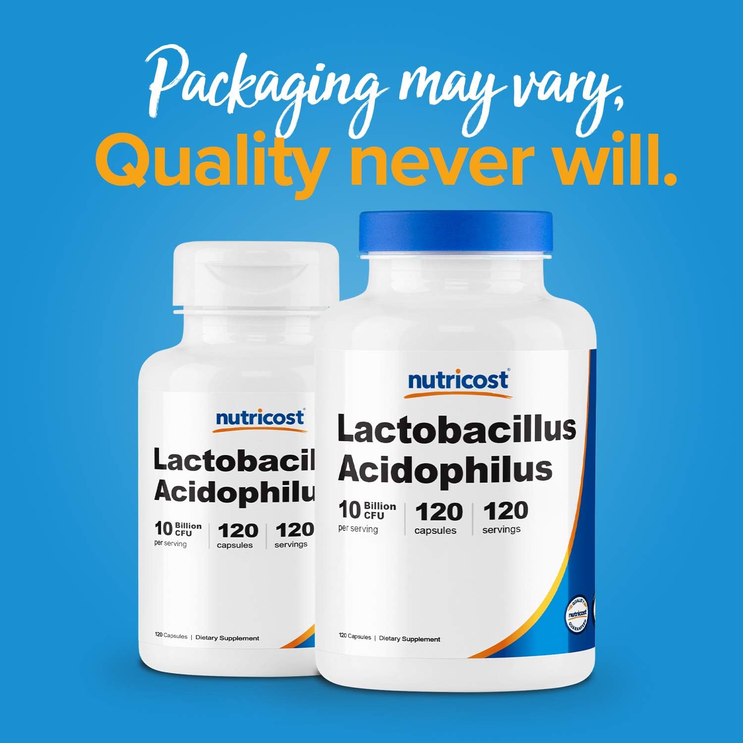 Nutricost Lactobacillus Acidophilus 10 Billion CFU, 120 Veggie Capsules - Probiotic (2 Bottles)