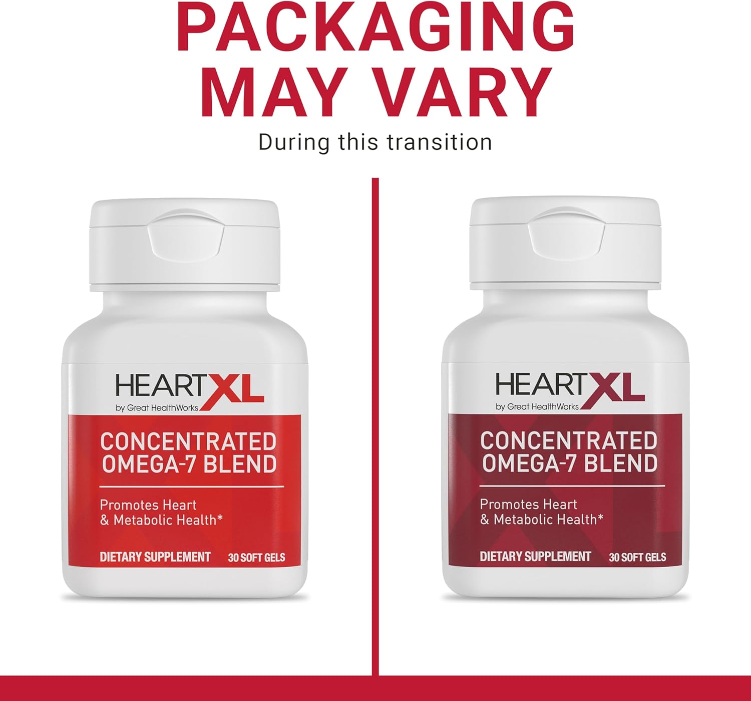 HeartXL High Potency Omega-7 Blend Cardiovascular Health Support - Promotes Healthy Metabolism - Gluten-Free Heart Health Supplement - 30 Soft Gels