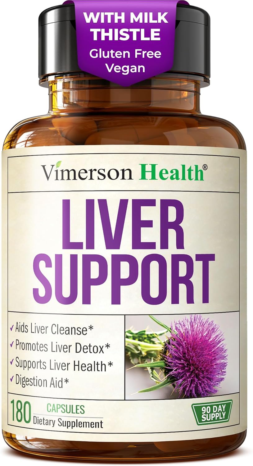 Liver Cleanse Detox & Repair Milk Thistle Supplement - 180 Capsules Herbal Liver Support - Choline, Artichoke Extract & Chicory - Dandelion Root Supplement to Promote Cellular Repair & Digestion