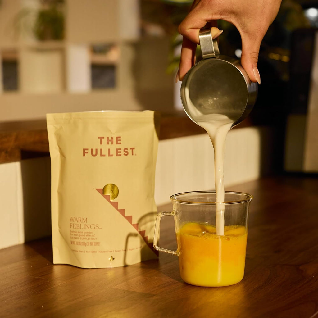THE FULLEST - Warm Feelings 100-Day Supply Saffron Latte Bulk - Saffron, Cardamom, and Coconut Based Wellness Powder for Mood and Sleep Support, Sugar-Free, Vegan, and Gluten-Free, 100 Servings