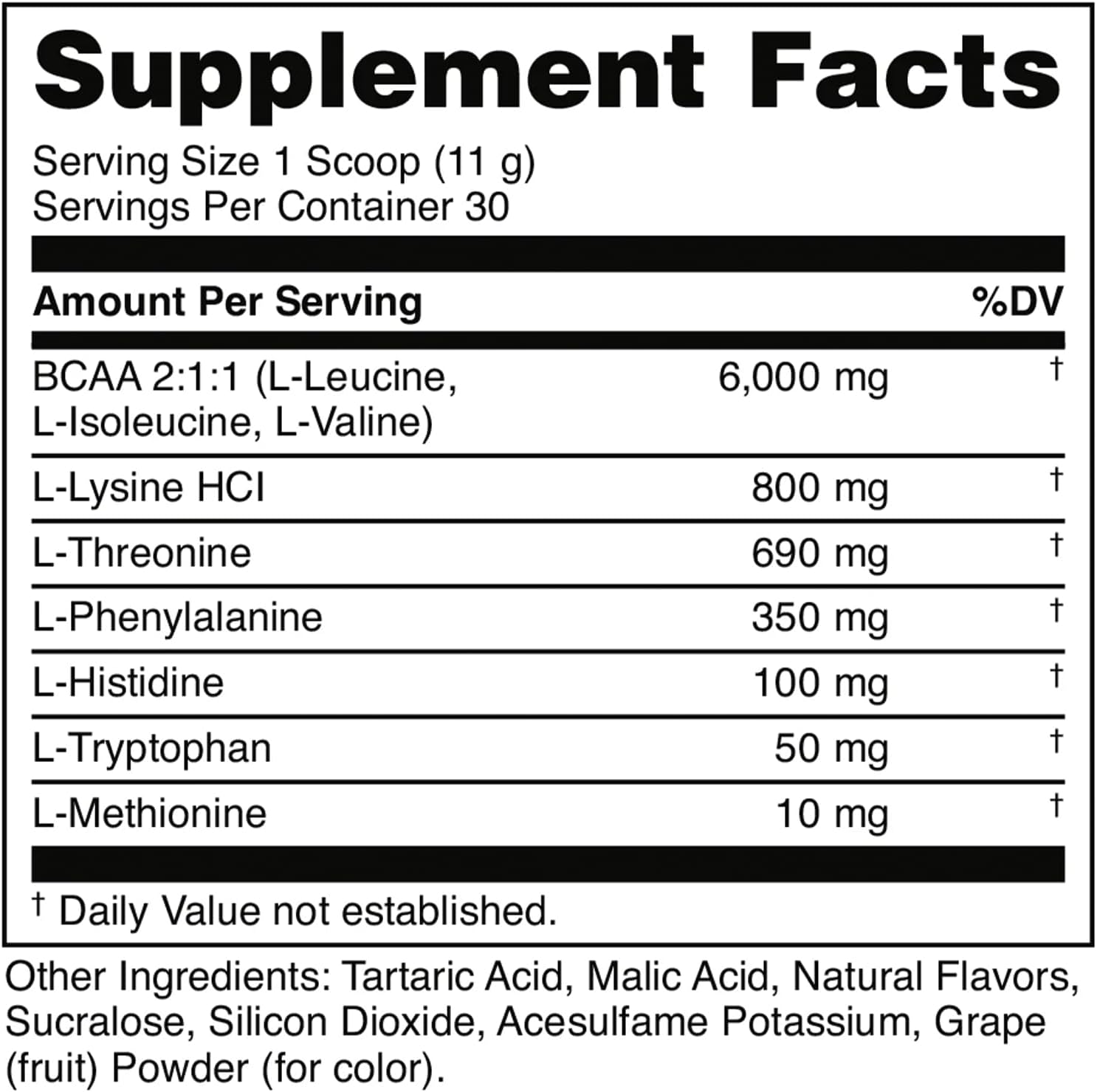 Bucked Up Essential Amino Acids - EAA Powder - Easy Mix, Non Clumping Formula - for Pre/Intra Workout - Grape Flavor - 30 Servings - 11.6 oz