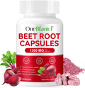 Organic Beet Root Capsules, Beetroot Capsules 1300mg, Beetroot Powder Supports Nitric Oxide Production, Blood Pressure, Enhances Energy, Digestive & Immune (60 Count (Pack of 1))