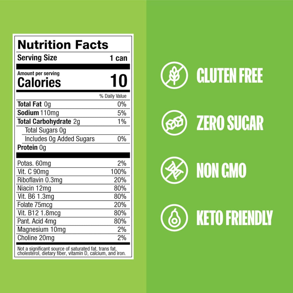 ZOA Zero Sugar Energy Drinks, Green Apple - Sugar Free with Electrolytes, Healthy Vitamin C, Amino Acids, Essential B-Vitamins, and Caffeine from Green Tea - 12 Fl Oz (12-Pack)