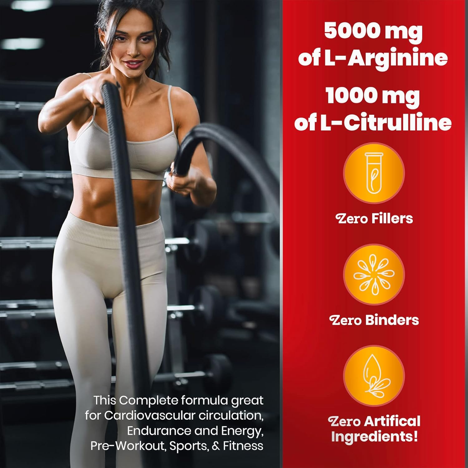 Simply Natures Pure Cardio Complete with 5,000 L-Arginine, 1,000mg L-Citrulline, and Hawthorn Berry - Heart Health & Cardiovascular Support Powder Supplement and 3-in-1 Nitric Oxide Booster