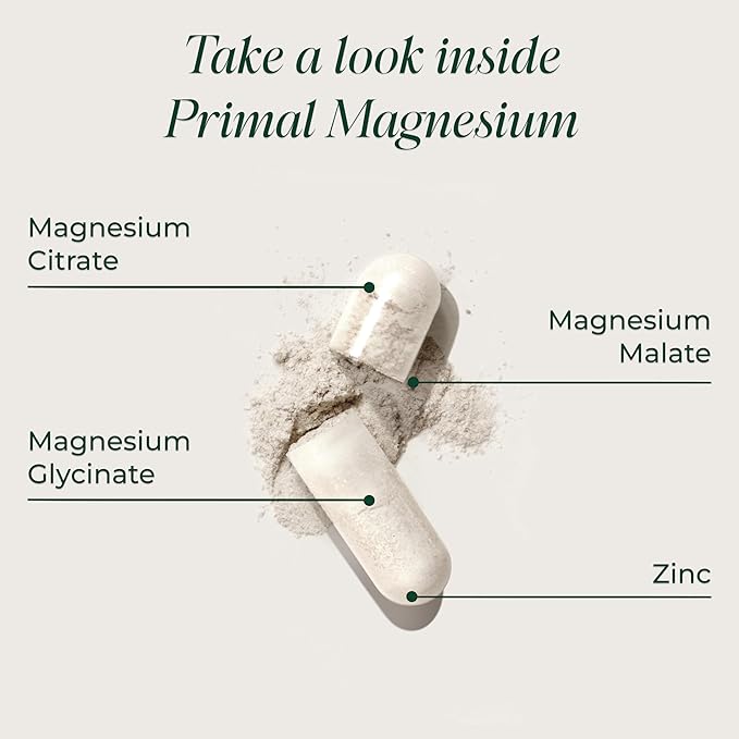 Magnesium Supplement Complex 310mg by Primal Harvest with Magnesium Glycinate, Citrate, Malate, and Zinc 120 Capsules