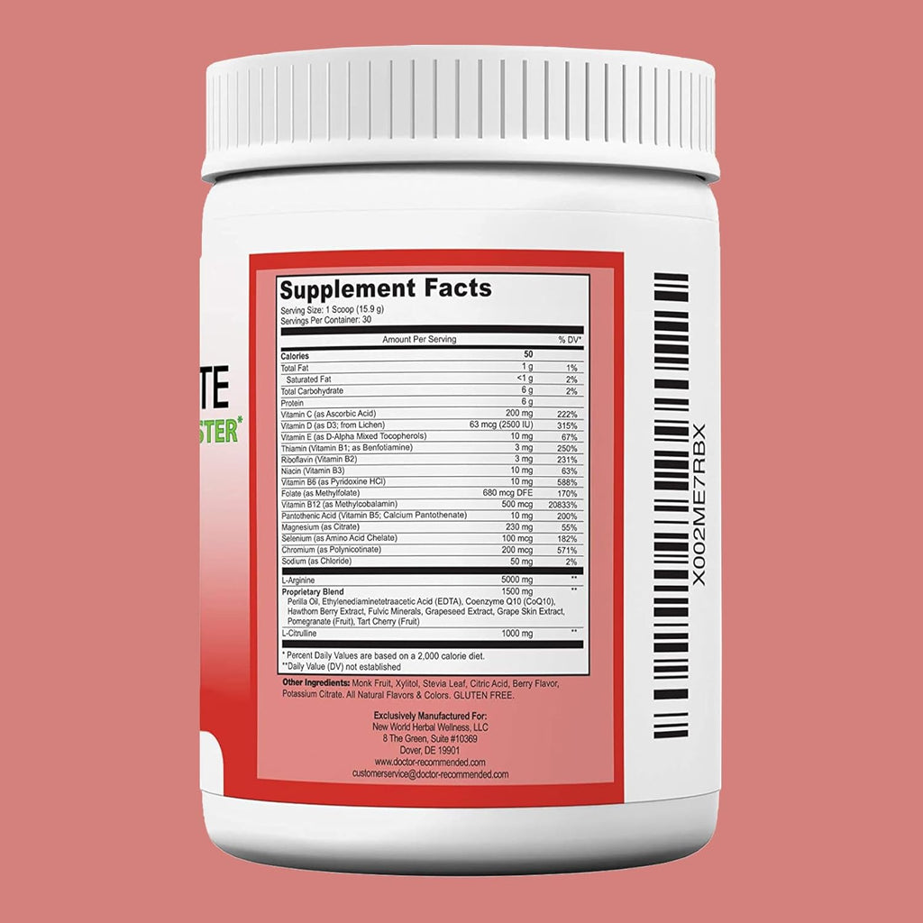 Cardio Complete - Heart Health Support Powder Supplement - 3-in-1 Nitric Oxide Booster with 5,000 L-Arginine, 1,000mg L-Citrulline, and Hawthorn Berry, 2 Pack