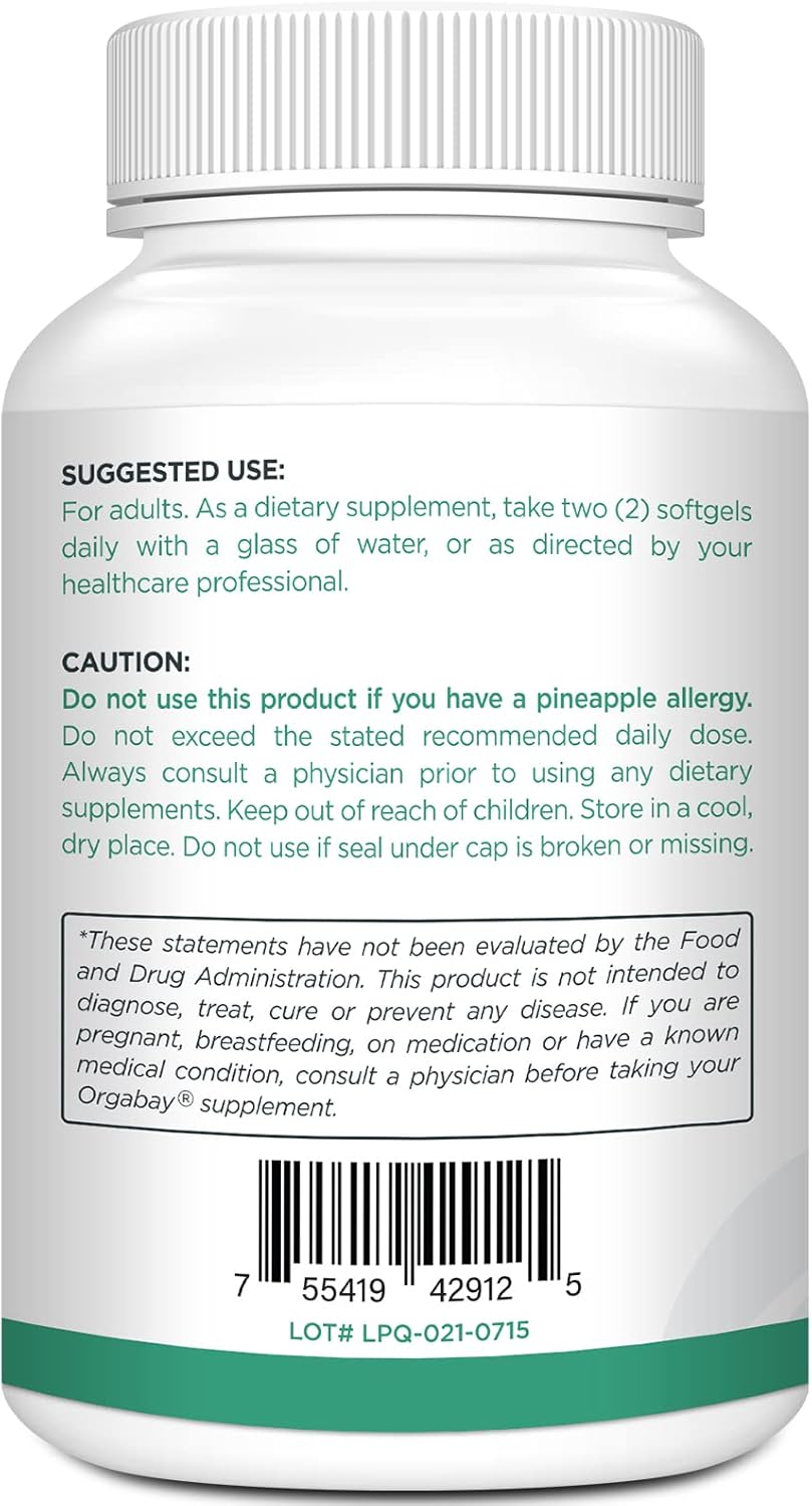 Orgabay Liposomal Quercetin Phytosome 1600 mg,Bromelain 200mg,Zinc 30mg,Vitamin C Turmeric 40 mg,Highest Absorption,Quercetin Complex, 60 Softgels