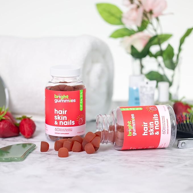 Hair Growth Gummies with Biotin 5000mcg + Vitamins C, E & Zinc - Helps Prevent Hair Thinning & Loss - Stronger Hair, Skin & Nails - Vegan, Non-GMO - 60 Strawberry Gummies for Women & Men