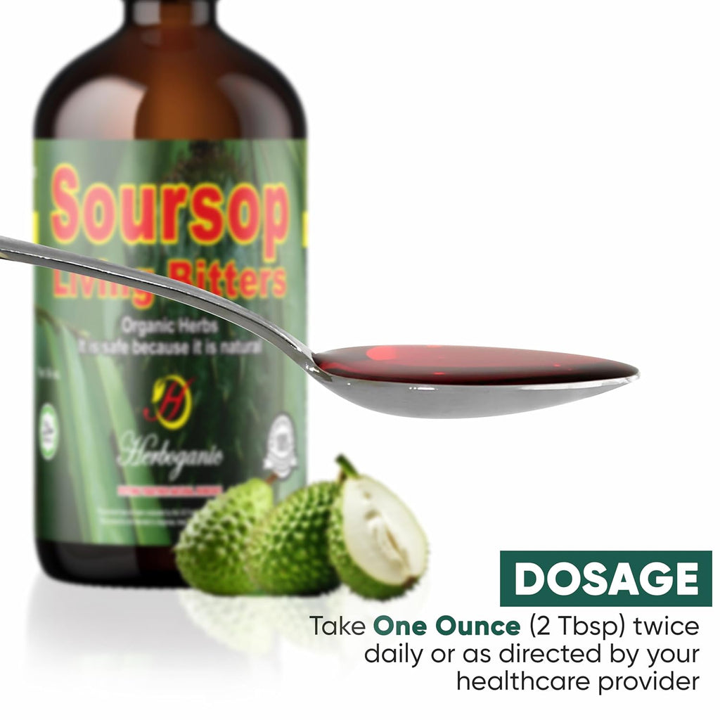 Herboganic Soursop Living Bitters for overall Health and wellness | Pack of 2 | 16 Oz