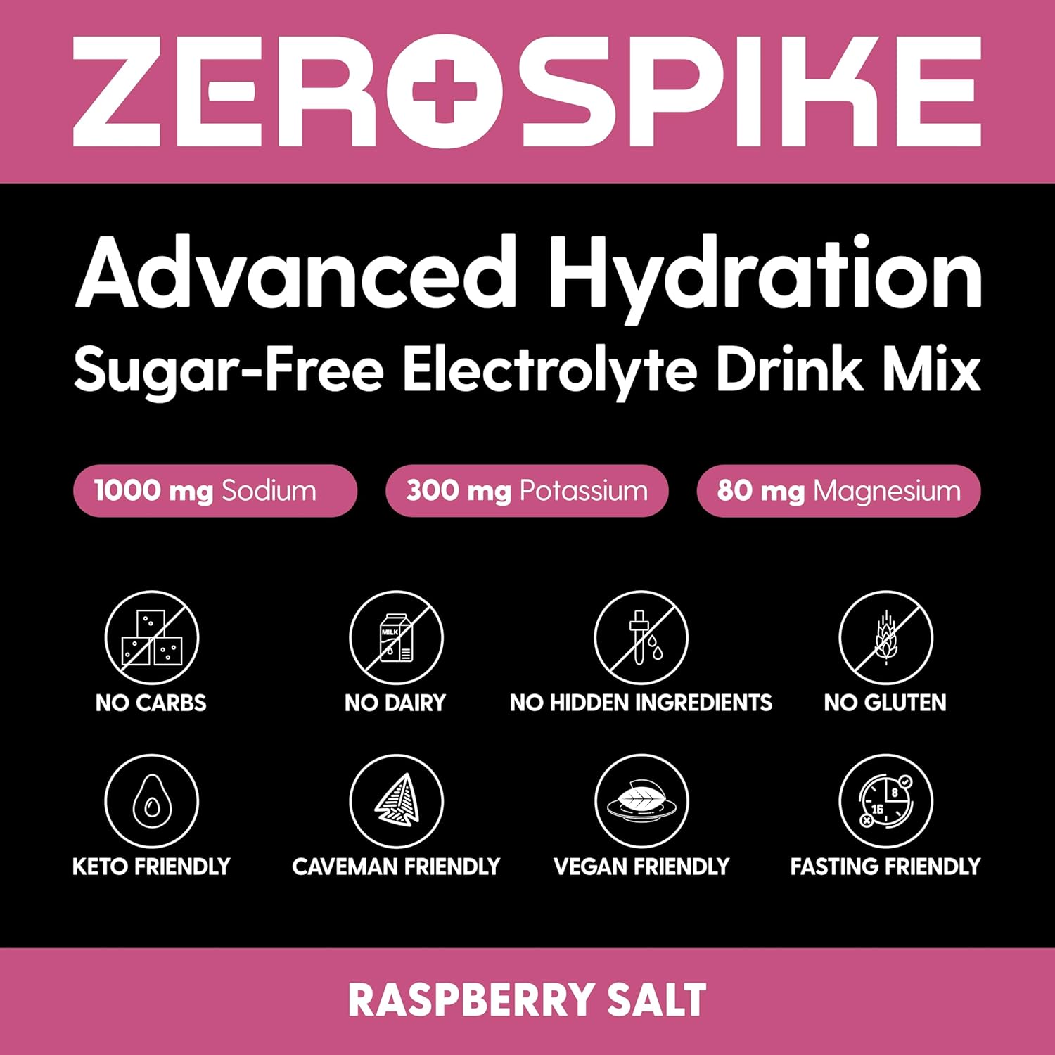 No Sugar Electrolytes Powder Packets | Keto & Fasting Salts Drink Mix | Supplements: The Key Hydration Nutrients Missing from Purified Water | Clean, Raspberry, Calorie Free | 30 Sticks