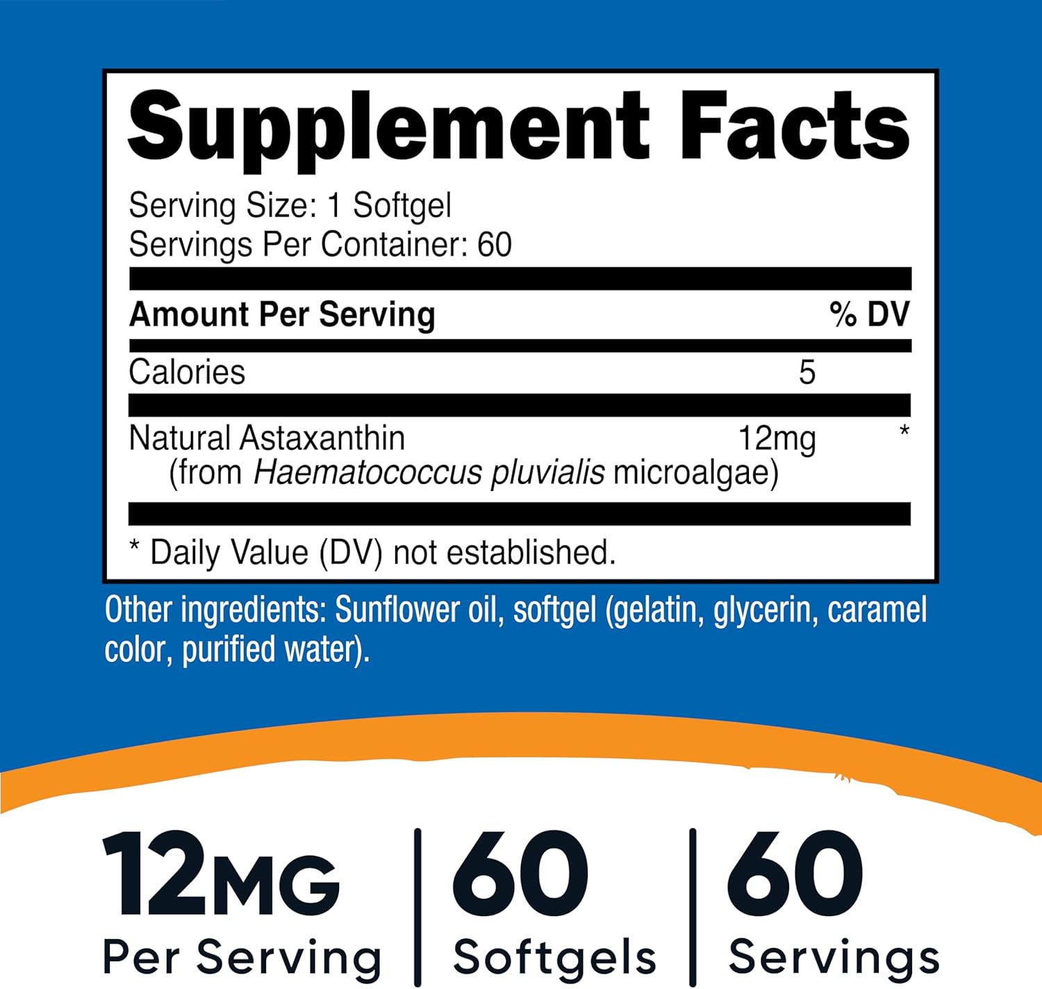 Nutricost Astaxanthin 12mg, 60 Softgels - Non-GMO and Gluten Free (2 Month Supply)