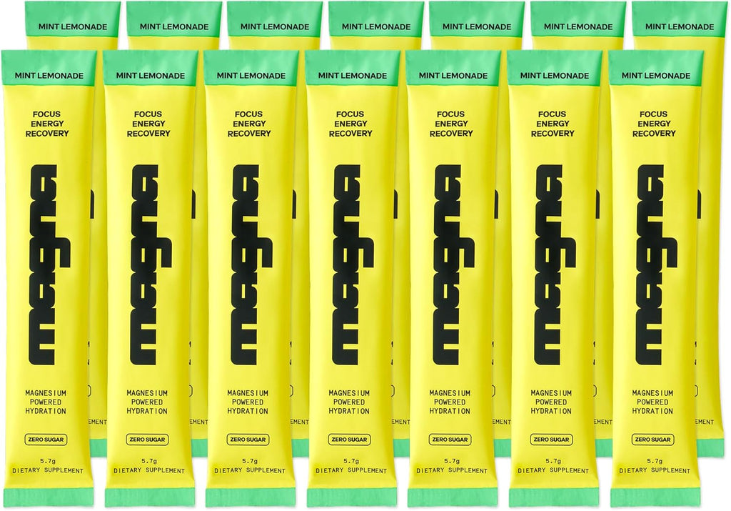 MAGNA Electrolyte Powder Drink Mix for Hydration, Energy & Focus Support with Magnesium L Threonate, Sodium, Potassium, Vitamin D, B6 & B12, Sugar Free, Mint Lemonade Flavor, 14 Servings