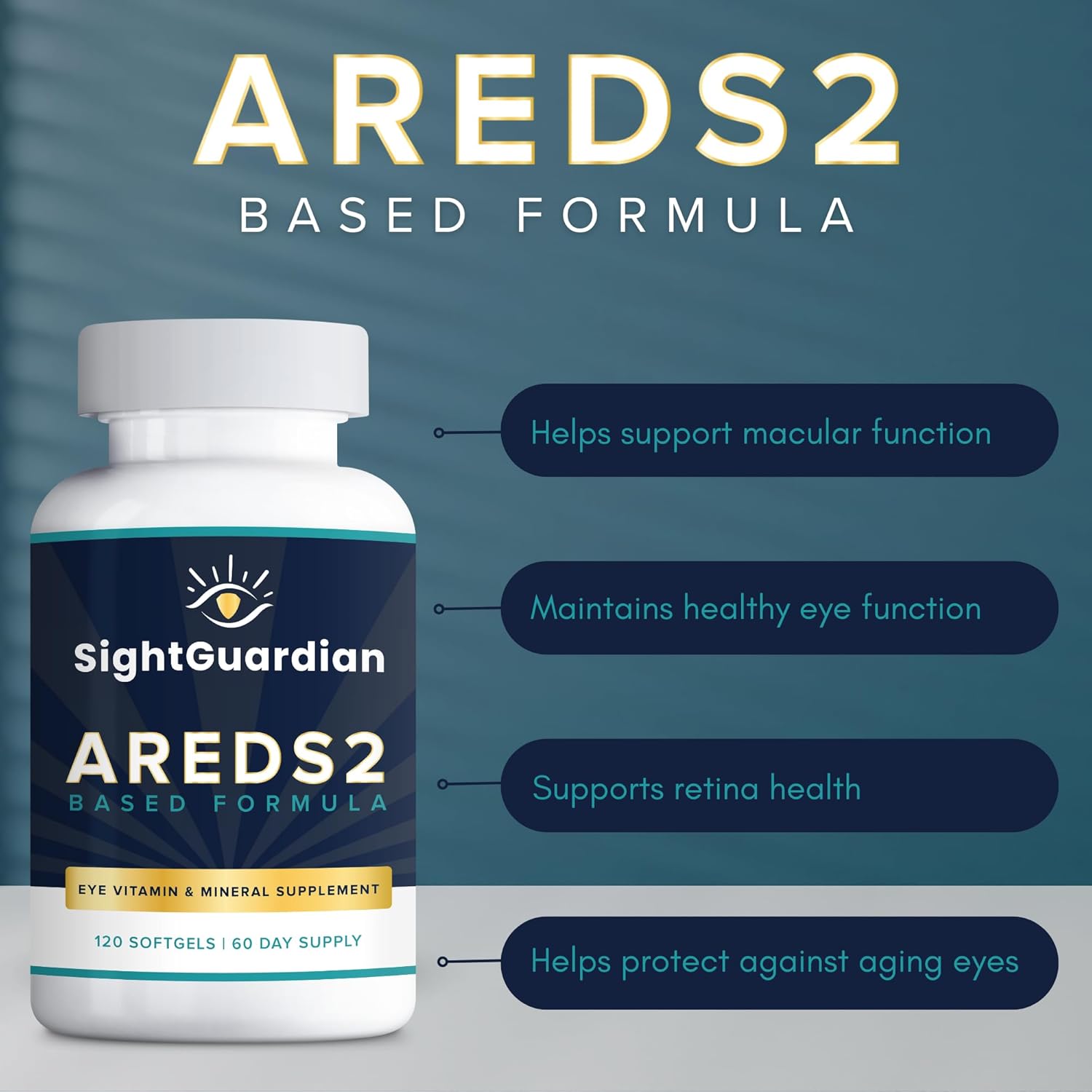 AREDS2 Based Eye Vitamin-Mineral Supplement (120 ct. 60 Day Supply) - AREDS2 Based Supplement for Eyes - Low Zinc Formula - Eye Vision Supplement and Vitamin