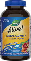 Nature's Way Alive! Men's Multivitamin Gummies, Supports Energy Metabolism*, Muscle Function*, Superfood Antioxidants(1), B-Vitamins, Vegetarian, Fruit Flavored, 150 Gummies (Packaging May Vary)