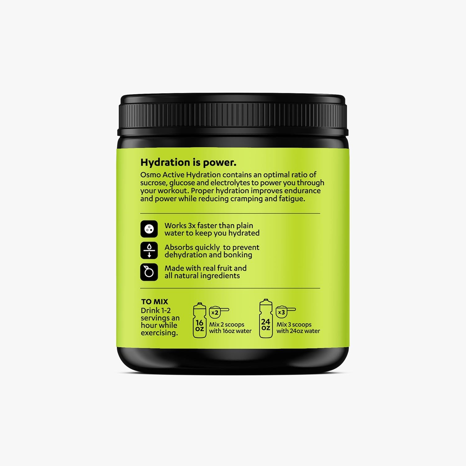 Osmo Active Hydration Electrolyte Powder (20 Servings) - Includes Sodium, Magnesium, Potassium, Carbs & Vitamins, Cane Sugar - All Natural Ingredients, 3X Faster Hydration, Boosts Power & Endurance