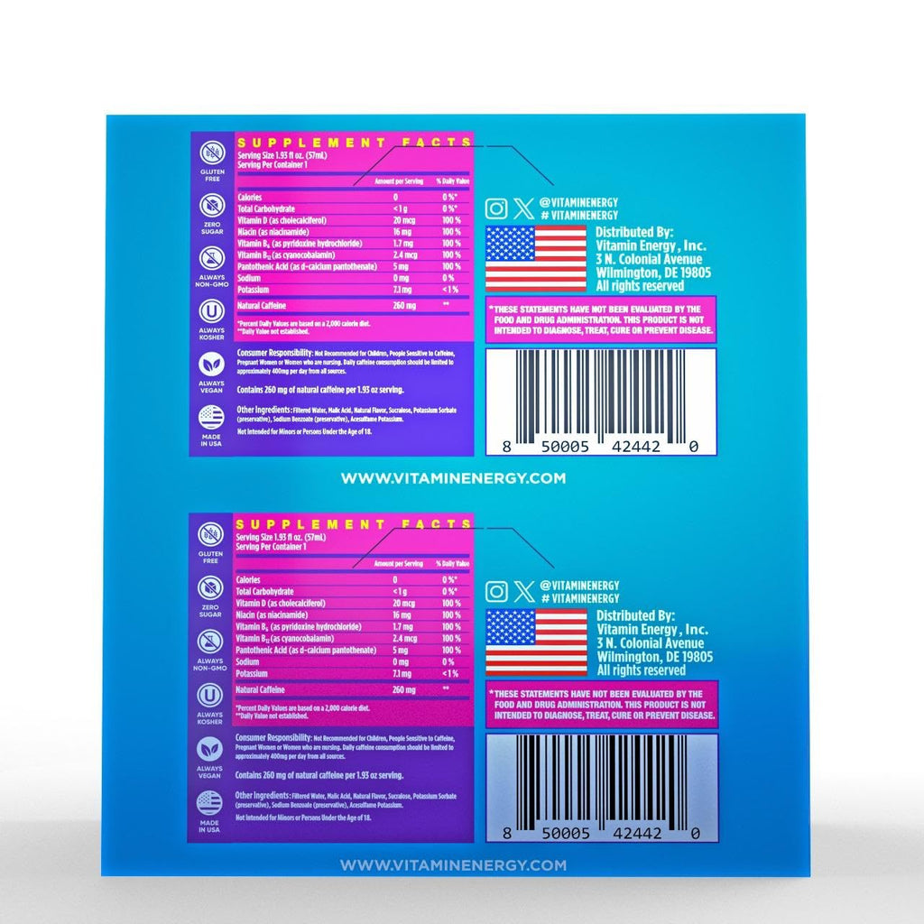 Vitamin Energy Vitamin D Extra Strength Energy Shot Mixed Berry 10 Pack, 260mg Natural Caffeine, B-Complex, Vitamin D, Wellness Support, Keto, Zero Sugar, Gluten-Free Vegan Kosher, 1.93 fl oz
