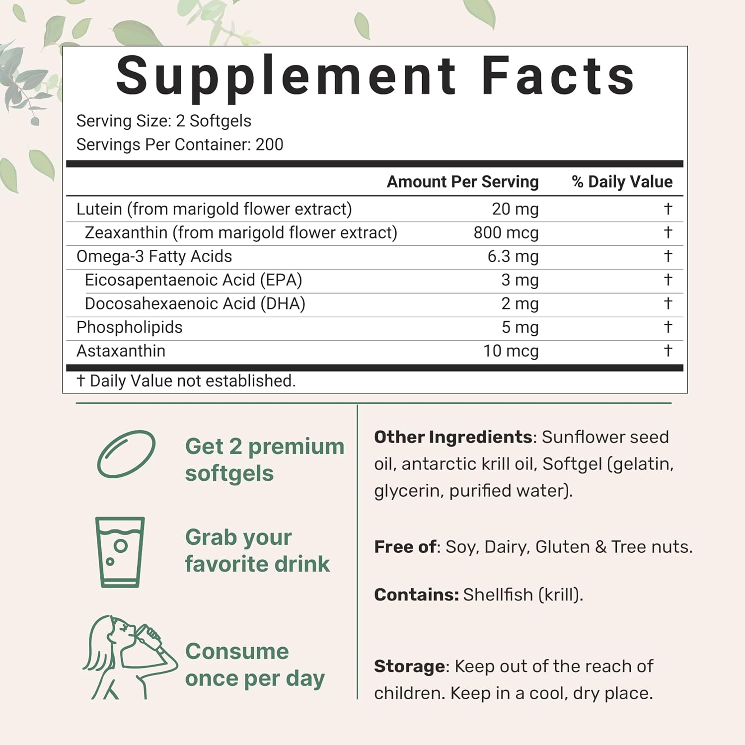 Micro Ingredients Lutein & Zeaxanthin 20mg Softgels, 400 Count, with Astaxanthin, Omega-3s, & Phospholipids | Eye + Vision Health Vitamins | Third Party Tested, Non-GMO, Gluten Free