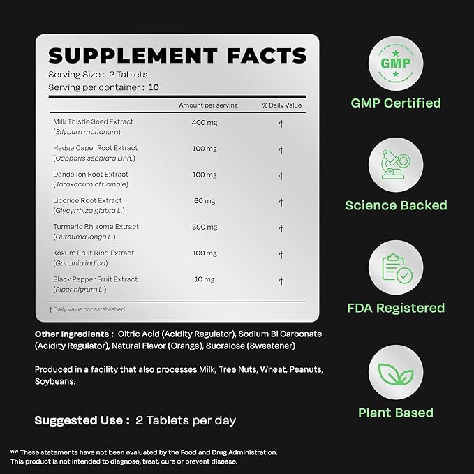 Auric Herbal Liver Support Supplement | Milk Thistle (Silymarin), Turmeric, Garlic, Ginger for Liver Health | Advanced Detox & Cleansing Formula for active Liver | 60 Tablets | Plant Based Gluten-Free