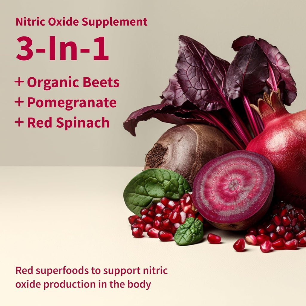 Snap Supplements Organic Beet Root Powder, Nitric Oxide Supplements for Men & Women, Beets, Pomegranate, B Vitamins & Red Spinach, Energy, Heart Health & Circulation Support, 30 Servings, Mixed Berry
