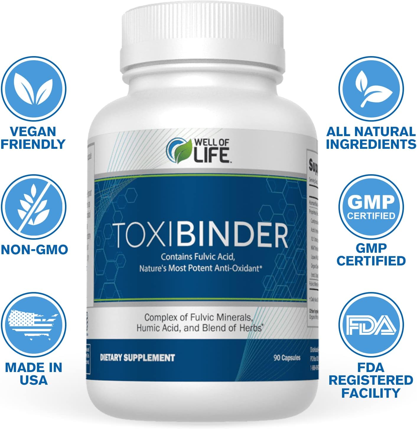 Well of Life Revitalize with Our Detox & Repair Complex ToxiBinder 90Vcap, Vegan, Non-GMO Blend of Humic & Fulvic Acids for Enhanced Energy, Better Gut & Joint Health, Hydration and Superior Nutrient