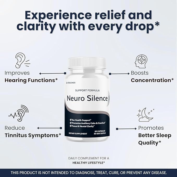 Neuro Silence Capsules - Official NeuroSilence Advanced Support Supplement, Natural Ear Health Support Vitamins for Overall Health & Wellness Reviews, 60 Capsules for 1 Month