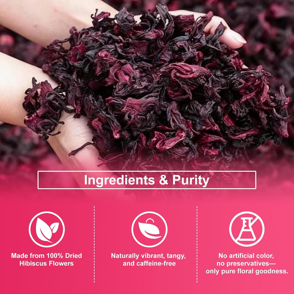 Hibiscus Tea Bags 2g x 60 Teabags | 100% Natural Hibiscus Immune & Antioxidants Support | Tart & Refreshing Herbal Tea | Caffeine-Free