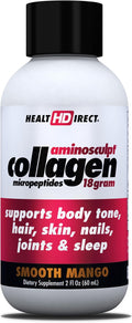 HEALTH DIRECT – Medical-Grade Liquid Collagen Shots – AminoSculpt Sugar-Free – Smooth Mango – 12 Servings, (12pk, 2oz Shots) – Good for Joints, Bones, & Sleep – Better Hair, Skin & Nails