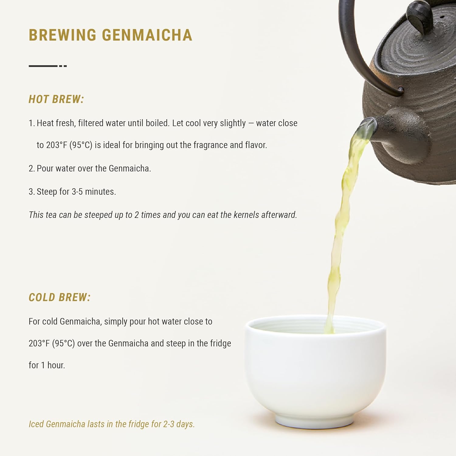 Senbird Premium Genmaicha, Caffeine-Free Japanese Mochi Rice Tea from Hokkaido Japan, Herbal Tea in Airtight Tin, 100g (3.5oz)