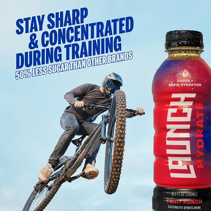 Sports Drink: Fruit Punch Flavor - 16.9 Oz (12 Pack), Energy Drink + Hydration, Real Cane Sugar, Electrolytes, Cognizin for Focus, Vitamin B12 Energy Boost, L-Glutamine Hydration Formula, No Artificial Sweeteners, Colors, or High Fructose Corn Syrup – ...