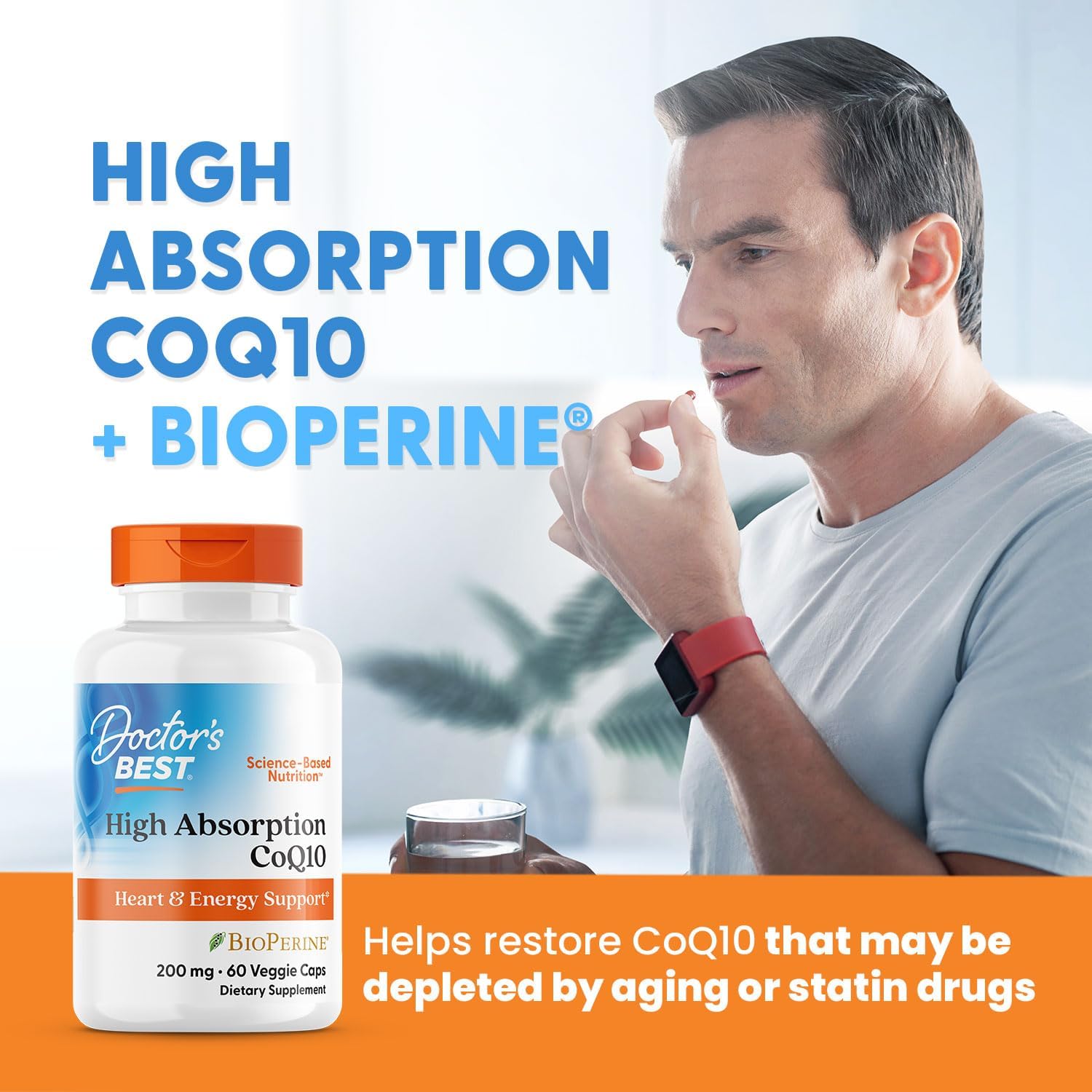 Doctors Best High Absorption CoQ10, Heart & Energy Support*, USP Verified, Naturally Fermented CoQ10, Non-GMO, Gluten Free, Soy Free, Vegan 60 Veggie Caps
