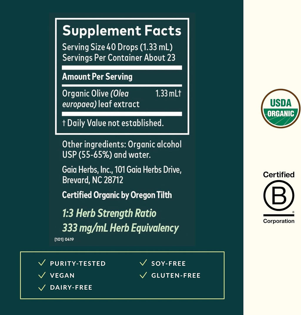 Gaia Herbs Olive Leaf 1 Fl Oz, Liquid Extract