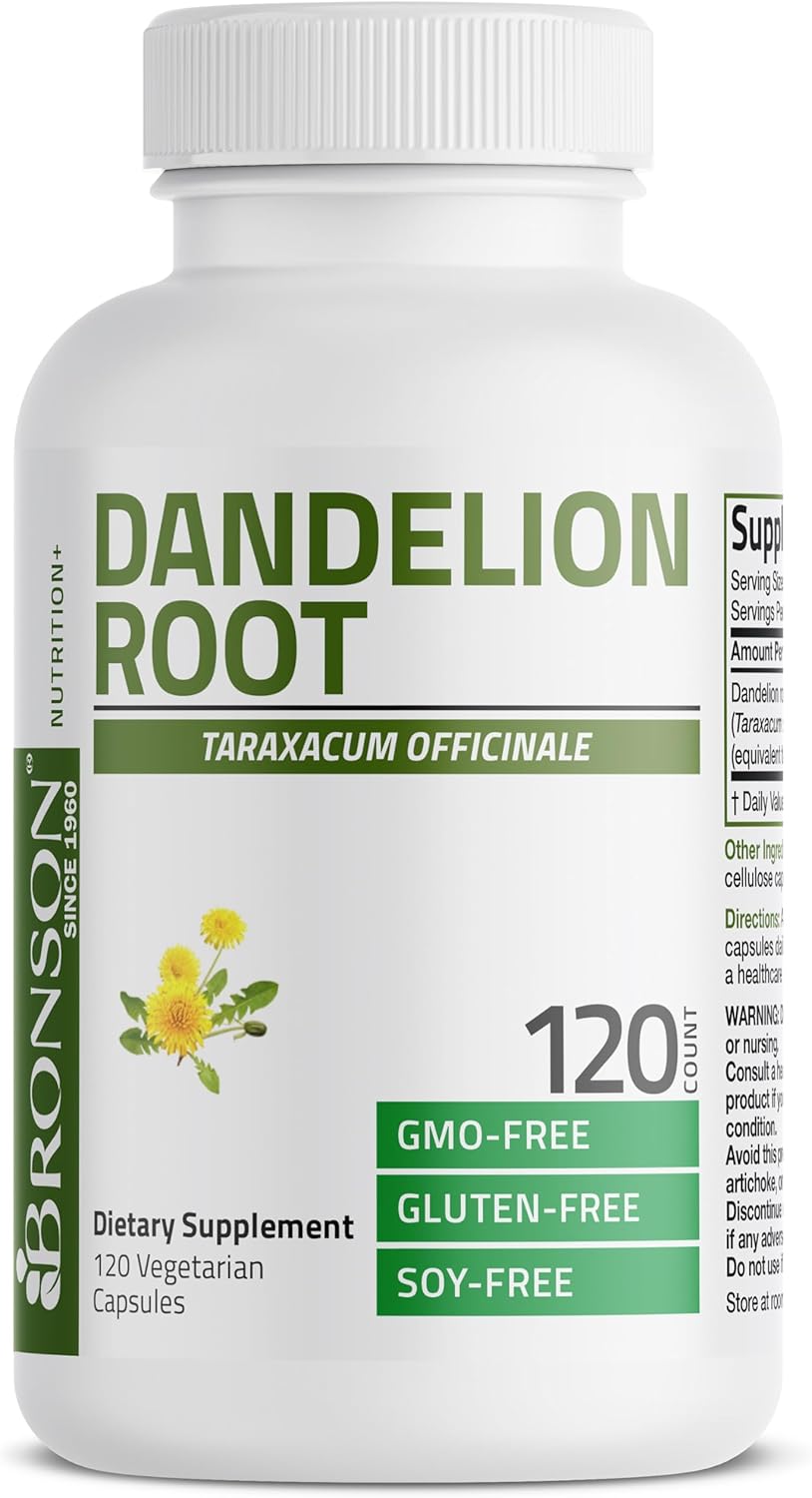 Bronson Dandelion Root High Potency Supplement, Supports Overall Good Health & Well-Being, Traditional Diuretic Herb - Non-GMO, 120 Vegetarian Capsules