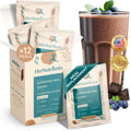 SuperFood Meal Replacement for Women - All-In-One Protein Powder with Greens & Vitamins & Collagen | Chocolate Protein Shake & Supplement Snack for Women's Health, Energy, Focus, Beauty, Mood, No Added Sugar (12 Packets On-The-Go, Chocolate)