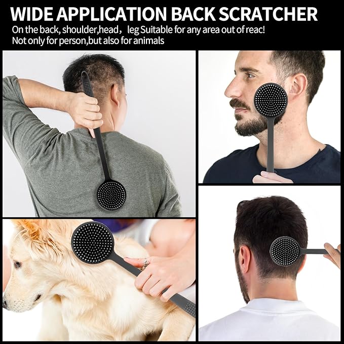 Back Scratcher, 2PackGifts for Men Back Scratcher ， 2025 New with 2 Silicone Scratch Surface, Deep Back Scrubber for Men/Women, Long Handle Backscratchers for Adults