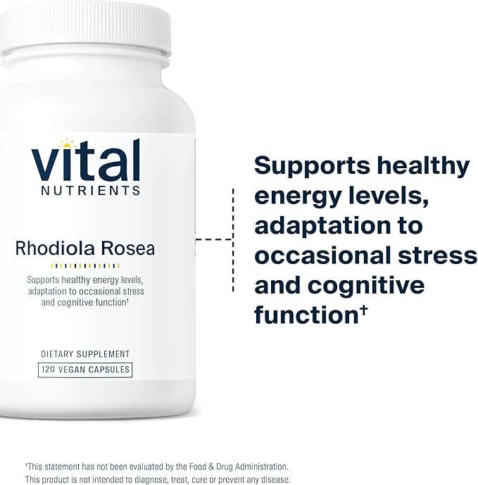 Vital Nutrients Rhodiola Rosea | Rhodiola Supplement for Healthy Energy, Memory, and Stress Support | Gluten, Dairy, Soy Free | Non-GMO | 120 Capsules