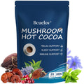 Mushroom Hot Cocoa, Cocoa Powder with Reishi Mushroom, Melatonin, Glycine, Cacao, L-Theanine, Chicory to Help Fall Asleep and Stay Asleep, 20 Servings
